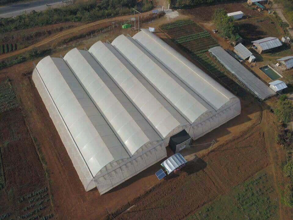 Aerial view of the demonstration greenhouse in Heho, Shan State, Myanmar